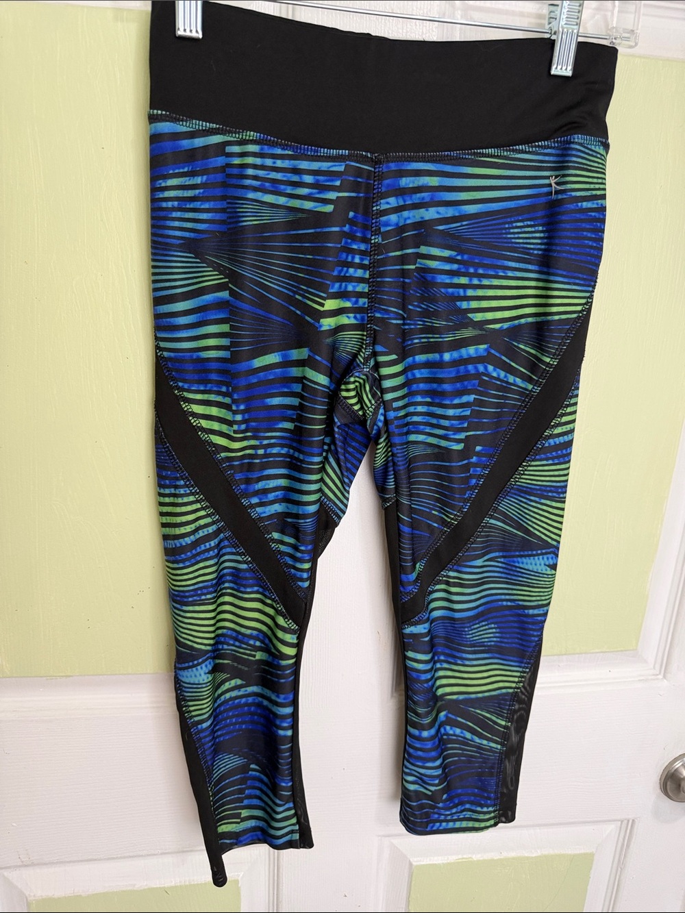 Danskin Now Blue & Green Striped Performance Leggings